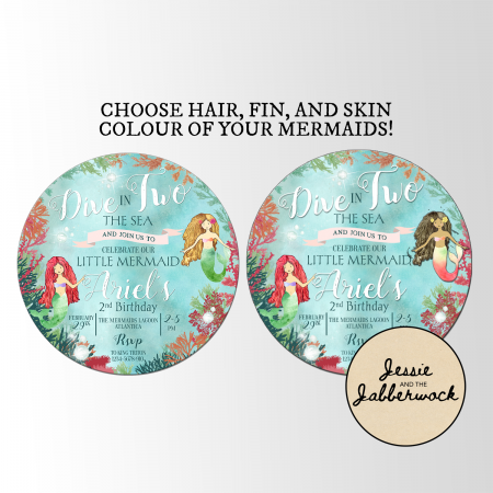 Circular Dive in TWO the Sea Mermaid Invite Circular Dive in TWO the Sea Mermaid Invite