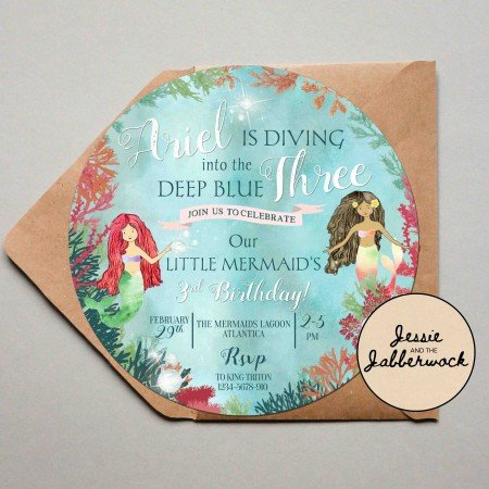 3rd Birthday Little Mermaid Invite 3rd Birthday Little Mermaid Invite