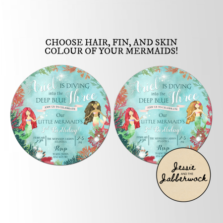 3rd Birthday Little Mermaid Invite 3rd Birthday Little Mermaid Invite