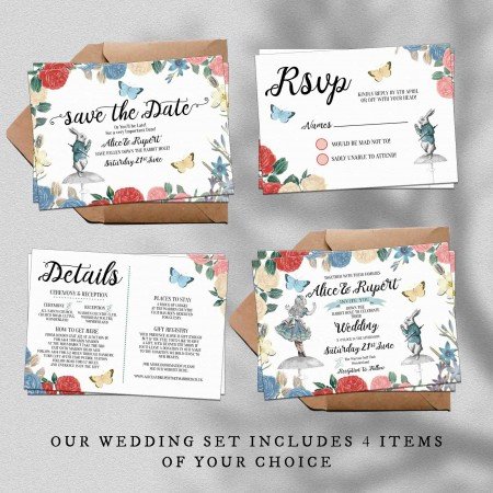 Alice in Wonderland Save the Date Alice in Wonderland Save the Date