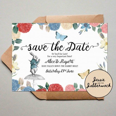Alice in Wonderland Save the Date Alice in Wonderland Save the Date