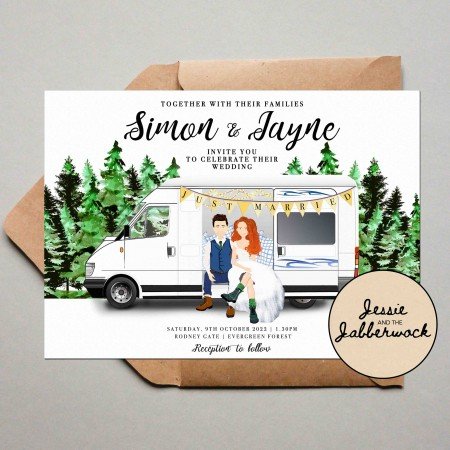 Custom Couple and Camper Van / Vehicle Illustration Invitation Custom Couple and Camper Van / Vehicle Illustration Invitation