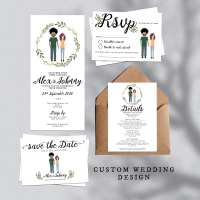 Custom Couple Illustration Wedding Set