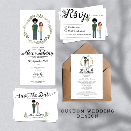 Custom Couple Illustration Save the Date Custom Couple Illustration Save the Date