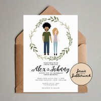 Custom Couple Illustration Invitation