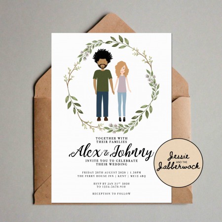 Custom Couple Illustration Invitation Custom Couple Illustration Invitation