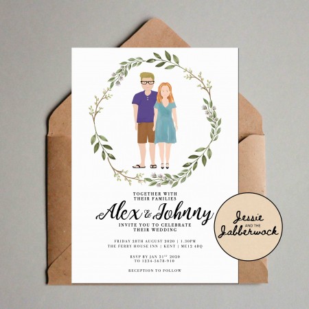 Custom Couple Illustration Save the Date Custom Couple Illustration Save the Date