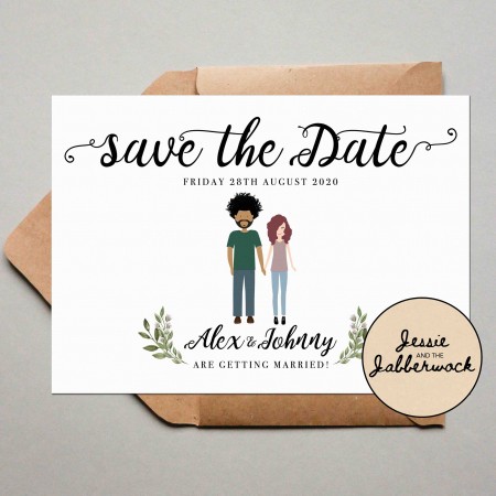 Custom Couple Illustration Save the Date Custom Couple Illustration Save the Date