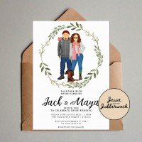 Custom Couple and Pet Illustration Invitation
