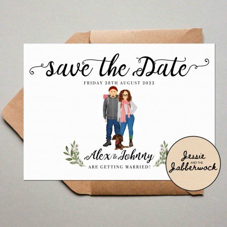 Custom Couple and Pet Illustration Invitation Custom Couple and Pet Illustration Invitation