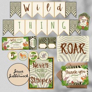 Wild Safari Jungle Animals Party Set