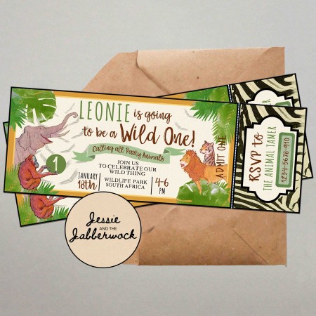 Wild One Safari Ticket Invite Wild One Safari Ticket Invite