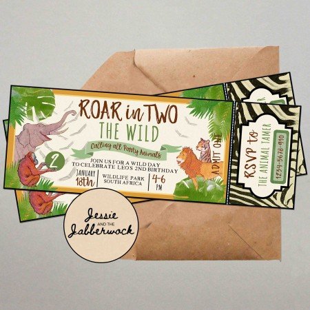 Roar In TWO the Wild Safari Ticket Invite Roar In TWO the Wild Safari Ticket Invite
