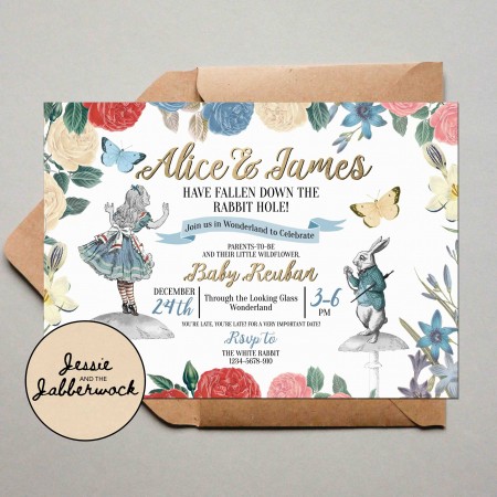 Alice in Wonderland Baby Invite Alice in Wonderland Baby Invite