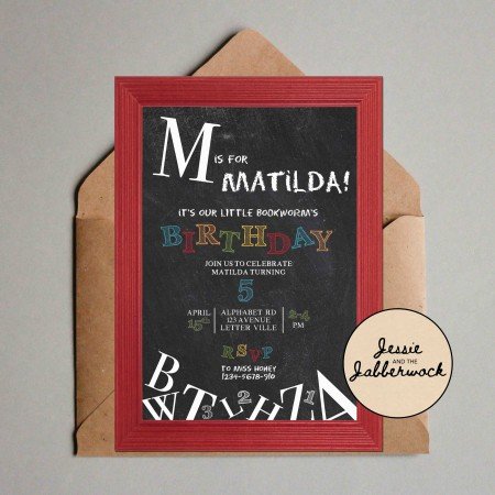 Alphabet ABC chalkboard Invite Alphabet ABC chalkboard Invite