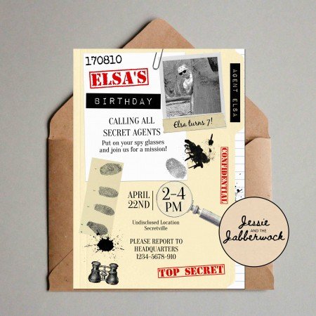 Secret Agent, Spy party Invite Secret Agent, Spy party Invite
